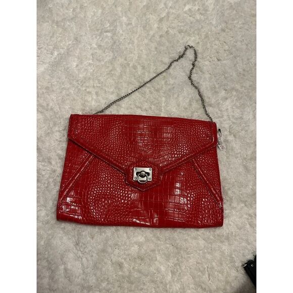 NWT WHBM Red Croc Large Envelope Bag Crossbody - Picture 2 of 4